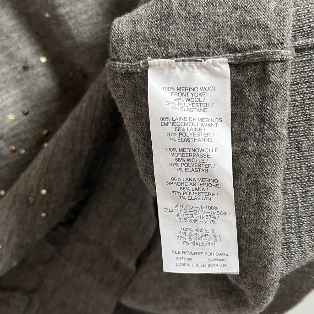 J.Crew Tippi Sweater in 100% Merino Wool Glen Plaid Yoke and Sequined Body Small